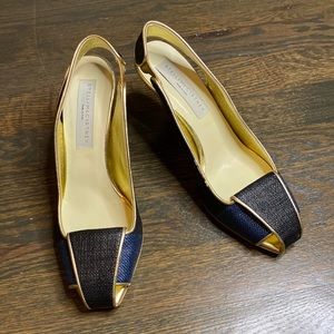 Stella McCartney Blue Black Gold Heels
